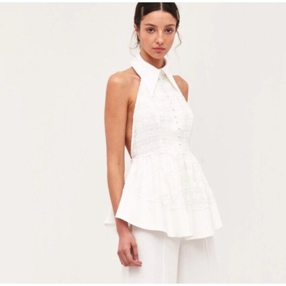 C/meo Lie Awake Top Ivory Open Back Collar - Picture 1 of 6